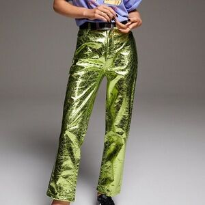 New nasty gal metallic crackle faux leather pants size 6